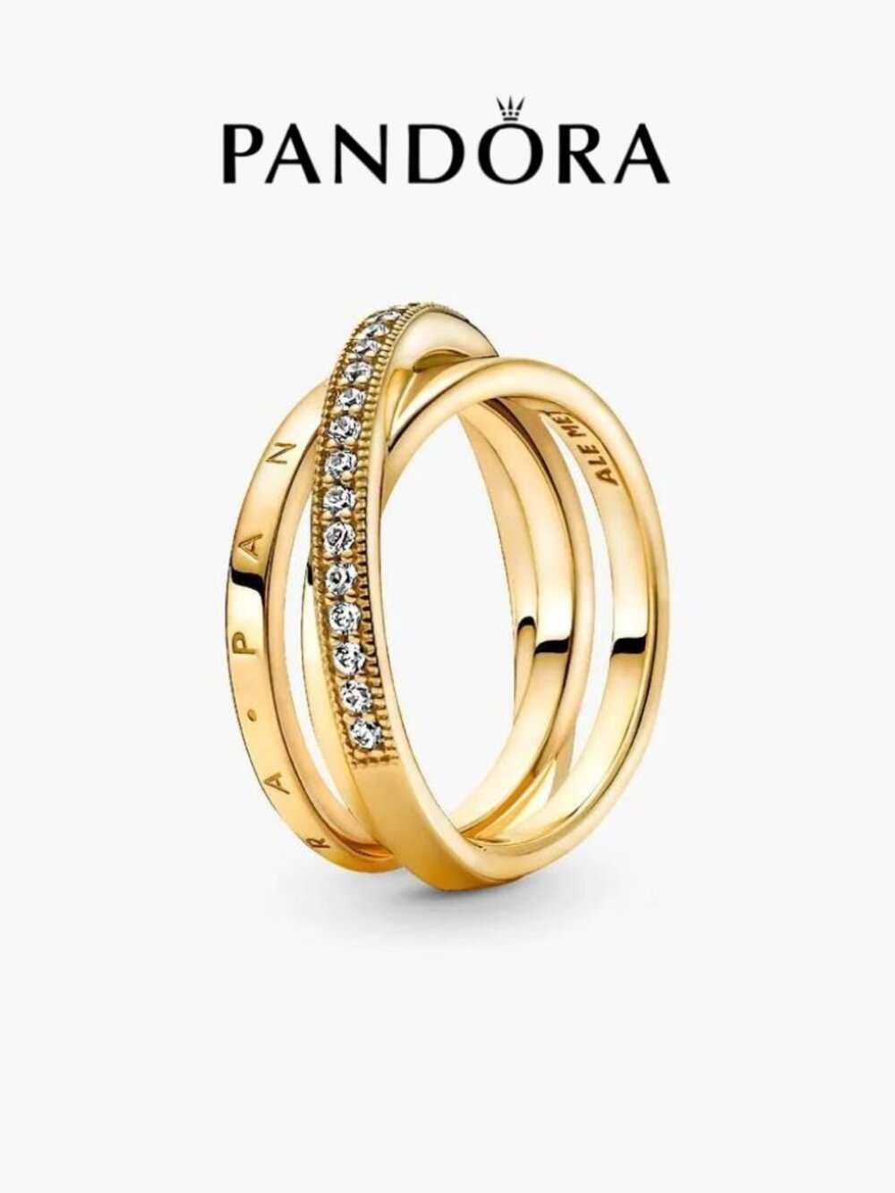 Pandora Crossover Pavé Triple Band Ring